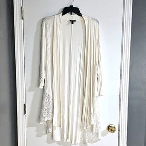 White partial lace cardigan 3X